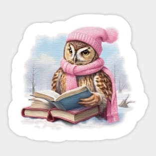 Adorable cute owl Read A Book Sticker